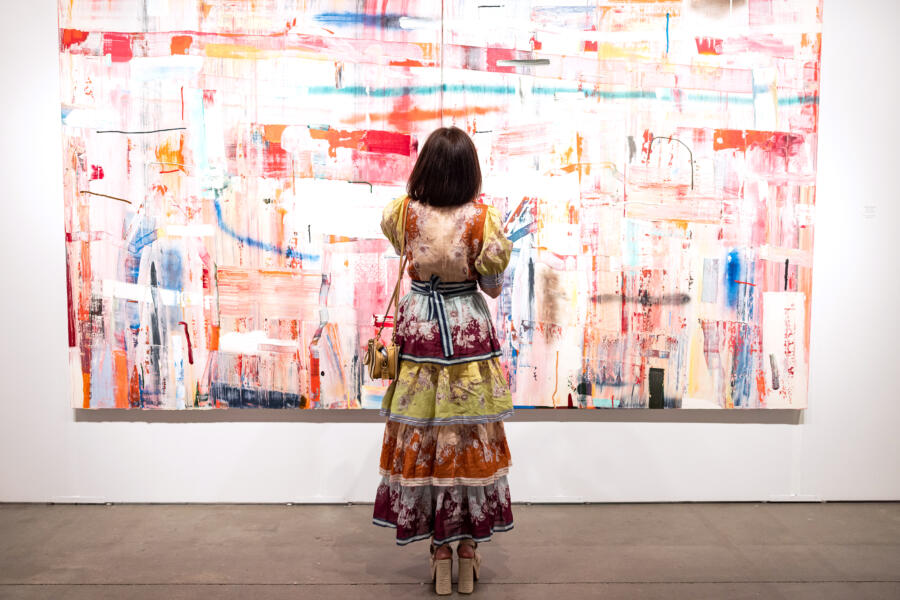 Admiring art at EXPO CHICAGO
